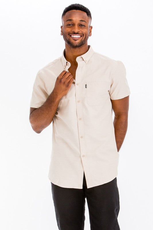 Men's Casual Short Sleeve Solid Shirts