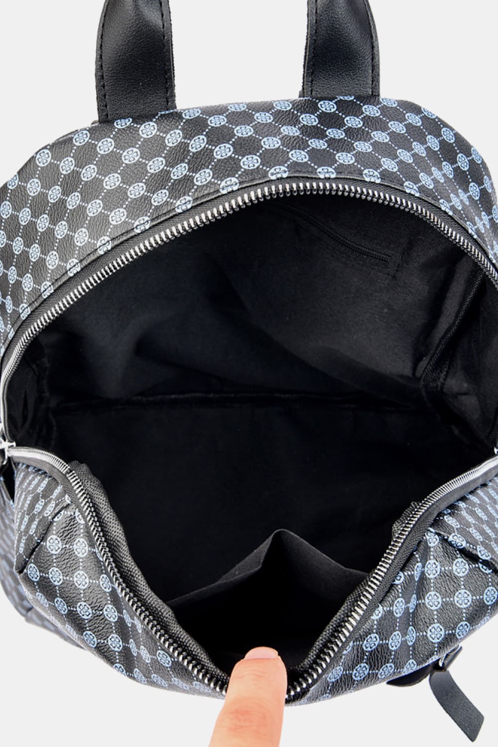 Black Checkered Vegan Leather Two-Piece Bag Set