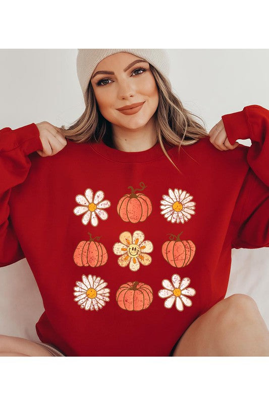Fall Pumpkin & Flower Sweatshirt