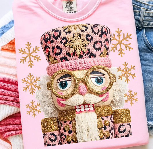 Pink Leopard Nutcracker Graphic Tee and Sweatshirt
