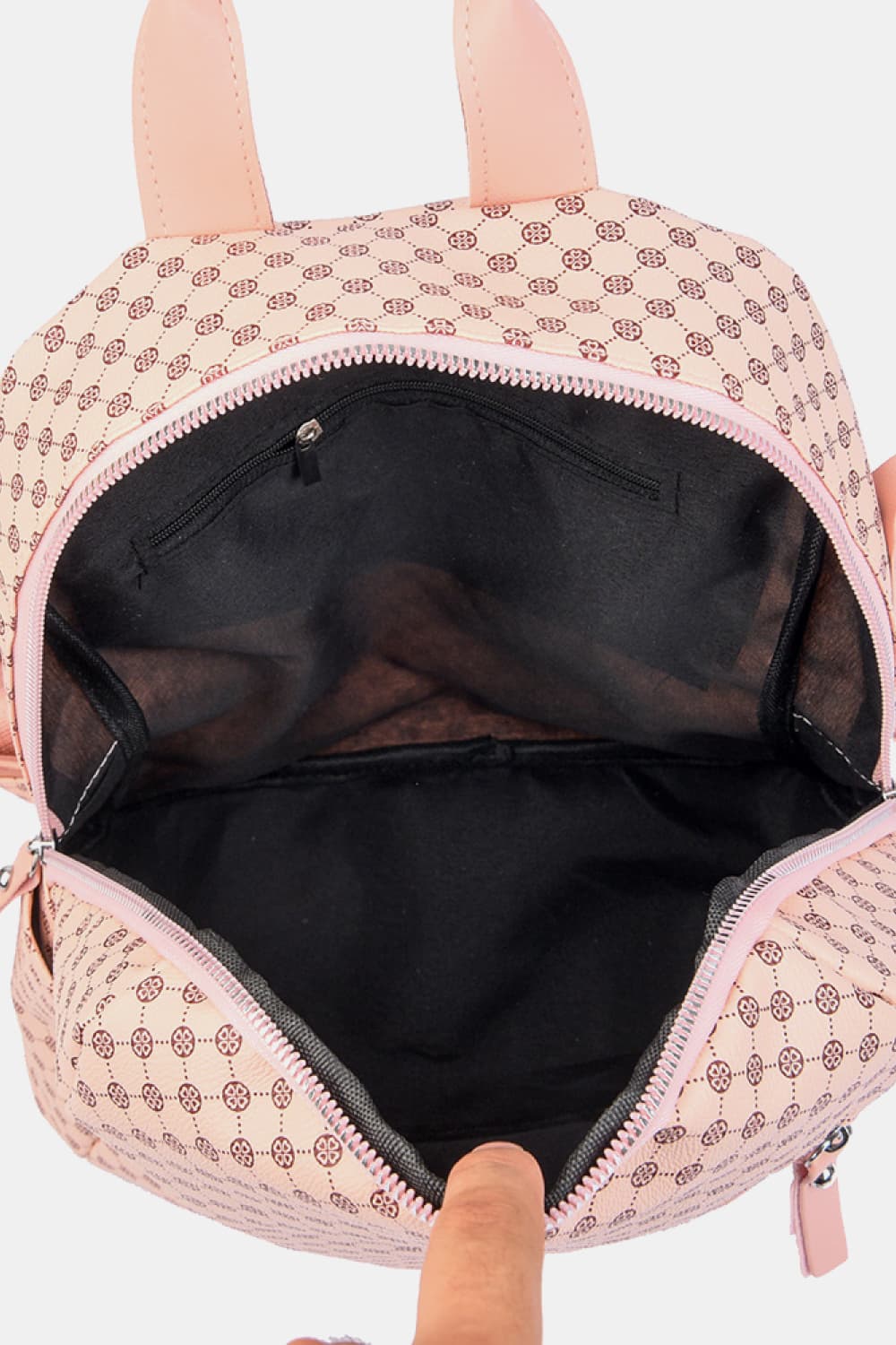 Peach Checkered Vegan Leather Two-Piece Bag Set