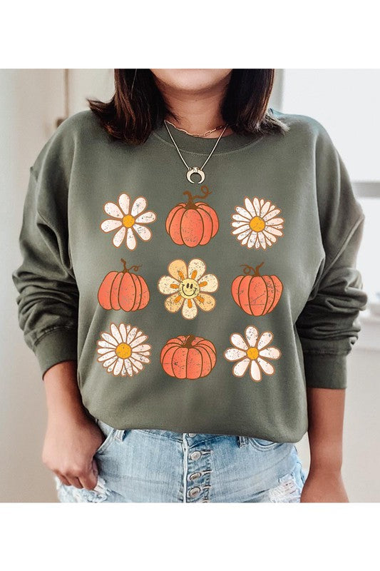 Fall Pumpkin & Flower Sweatshirt
