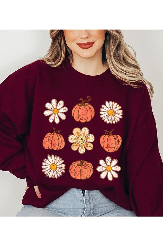 Fall Pumpkin & Flower Sweatshirt
