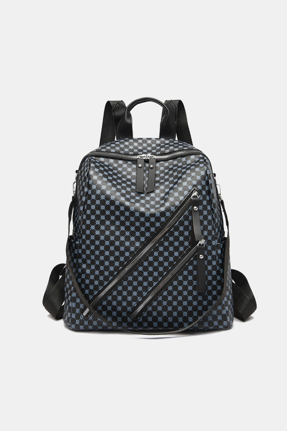 Black Checkered Vegan Leather Two-Piece Bag Set