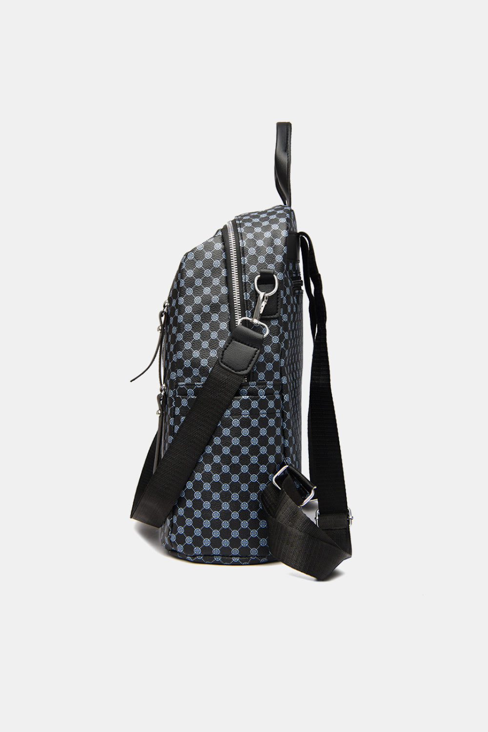 Black Checkered Vegan Leather Two-Piece Bag Set