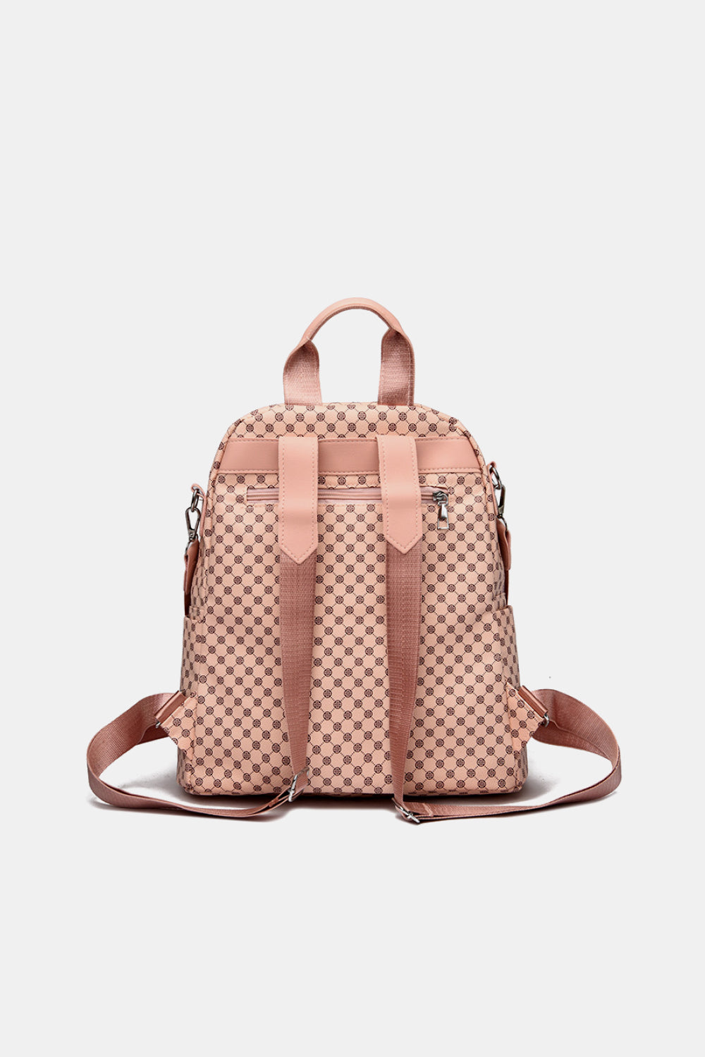 Peach Checkered Vegan Leather Two-Piece Bag Set