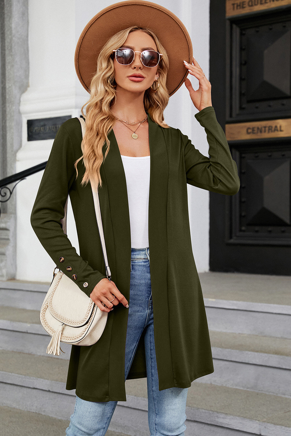 Open Front Long Sleeve Cardigan